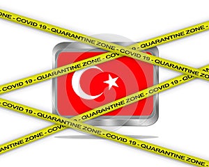 Turkey flag illustration. Coronavirus danger area, quarantined country