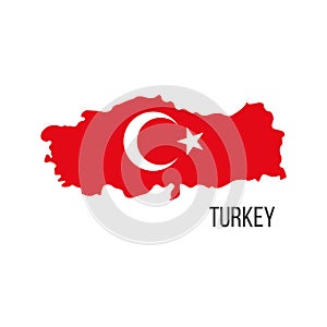 Turkey flag map. The flag of the country in the form of borders. Stock vector illustration isolated on white background