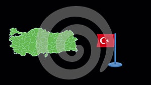 Turkey Flag and Map Shape Animation