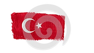 Turkey flag painted with a brush stroke