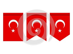Turkey flag or pennant isolated on white background. Pennant flag icon