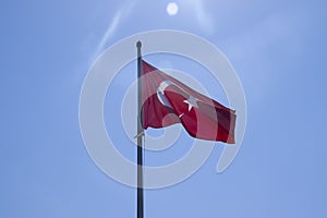 Turkey flag on sky background tourism   blue