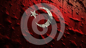 Turkey flag on a texture background. Created with Generative AI.