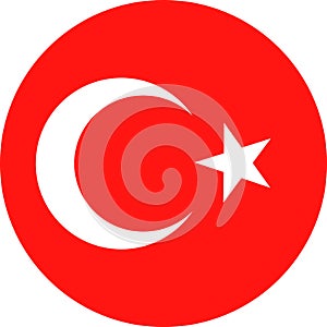 Turkey Flag Vector Round Flat Icon