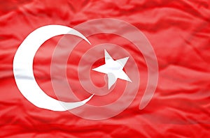 Turkey flag on a wavy background.