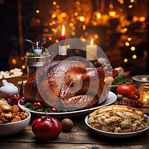 turkey food menu set Christmas decoration , seasonal image new year