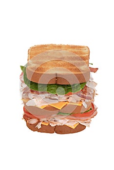 Turkey and ham club sandwich