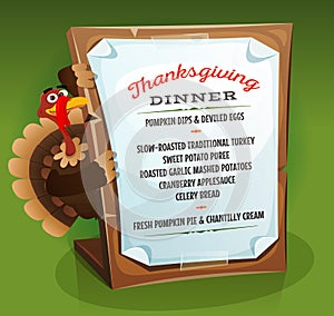 Turkey Holding Thanksgiving Dinner Menu