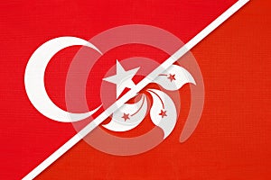 Turkey and Hong Kong, symbol of country. Turkish vs HKSAR national flag