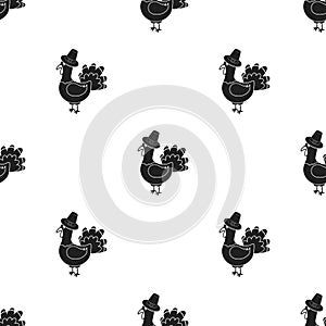 Turkey icon in black style isolated on white background. Canadian Thanksgiving Day pattern stock vector illustration.