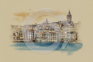 Turkey Istanbul, graphics on old paper