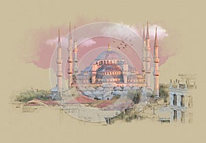 Turkey Istanbul, graphics on old paper