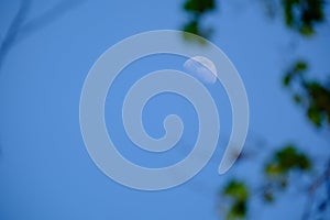 Turkey Istanbul, A Half-Moon Showing Itself in the Daytime Sky