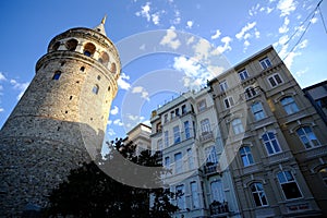 Turkey- Istanbul- Rows of houses in front of Galata Tower