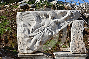 Turkey, Izmir, Bergama in ancient Greek Hellenistic woman sculpture, this is a real civilization, baths