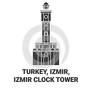 Turkey, Izmir, Izmir Clock Tower travel landmark vector illustration