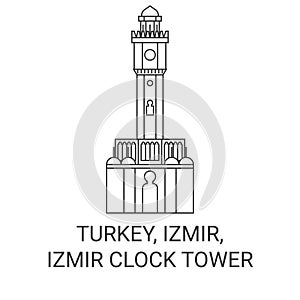 Turkey, Izmir, Izmir Clock Tower travel landmark vector illustration