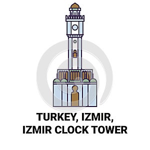 Turkey, Izmir, Izmir Clock Tower travel landmark vector illustration