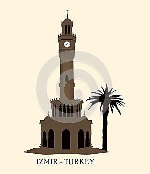 Turkey, izmir, konak. Clock Tower, landmark Turkey of Izmir city, travel icon,