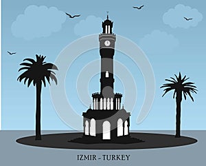 Turkey, izmir, konak. Clock Tower, landmark Turkey of Izmir city, travel icon,