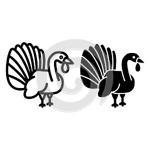 Turkey line and glyph icon. Bird vector illustration isolated on white. Gobbler outline style design, designed for web photo