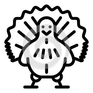 Turkey line icon. Front view of gobbler vector illustration isolated on white. Bird outline style design, designed for