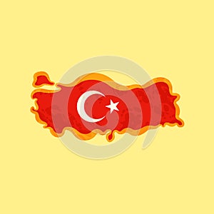 Turkey - Map colored with Turkish flag