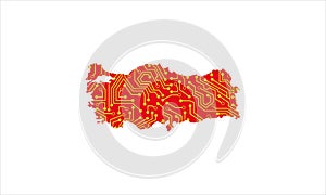 Turkey map electronic circut tech networking icon logo design illustration symbol photo