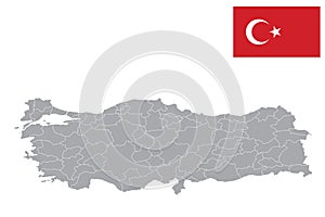 Turkey map with flag.