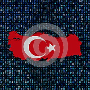 Turkey map flag on hex code illustration