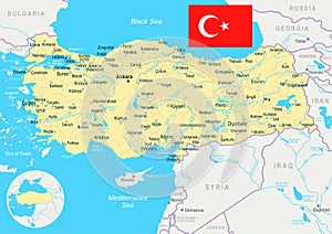 Turkey - map and flag - illustration