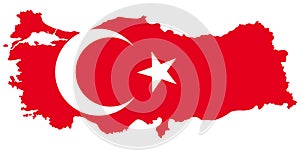 Turkey map and flag - transcontinental country in Eurasia