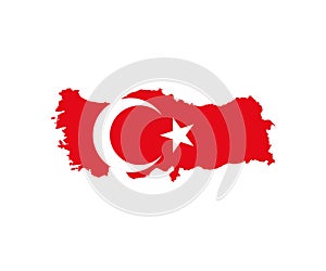 Turkey map, flag on white background. Vector illustration.