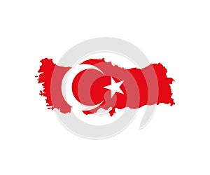 Turkey map, flag on white background. Vector illustration