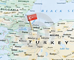 Turkey map and flagpin photo