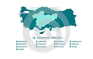 Vector Map Of Central Anatolia Region In Turkey