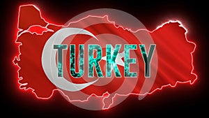 Turkey map with neon light. Creative country shape with technology lights