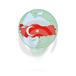 Turkey map, stylish location icon with Turkey map and flag