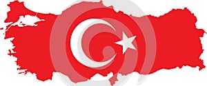 Turkey Map with Turkish Flag photo