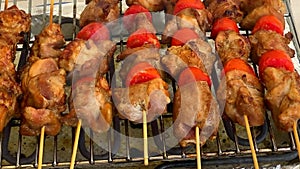 Turkey meat with tomatoes prepared on mangal.