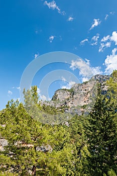 Turkey mountain landscape photo, mediterranean Turkish coast area near Fethiye, taken on Lycian way hiking route