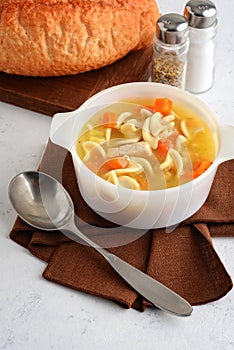 Turkey noodle soup with carrots