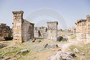 Turkey, Pamukkale. Archaeological site of antique Hierapolis