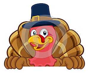 Turkey Pilgrim Hat Thanksgiving Cartoon Character