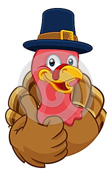 Turkey Pilgrim Hat Thanksgiving Cartoon Character