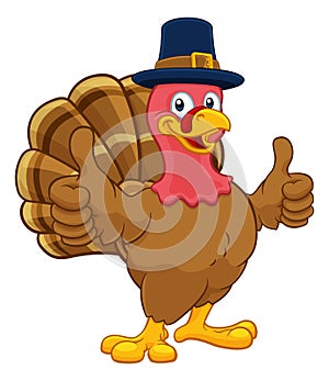 Turkey Pilgrim Hat Thanksgiving Cartoon Character