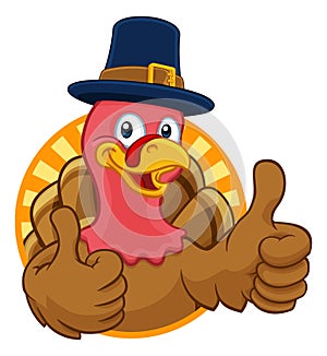 Turkey Pilgrim Hat Thanksgiving Cartoon Character