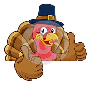 Turkey Pilgrim Hat Thanksgiving Cartoon Character