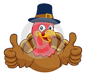 Turkey Pilgrim Hat Thanksgiving Cartoon Character