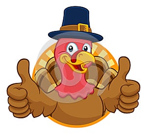 Turkey Pilgrim Hat Thanksgiving Cartoon Character